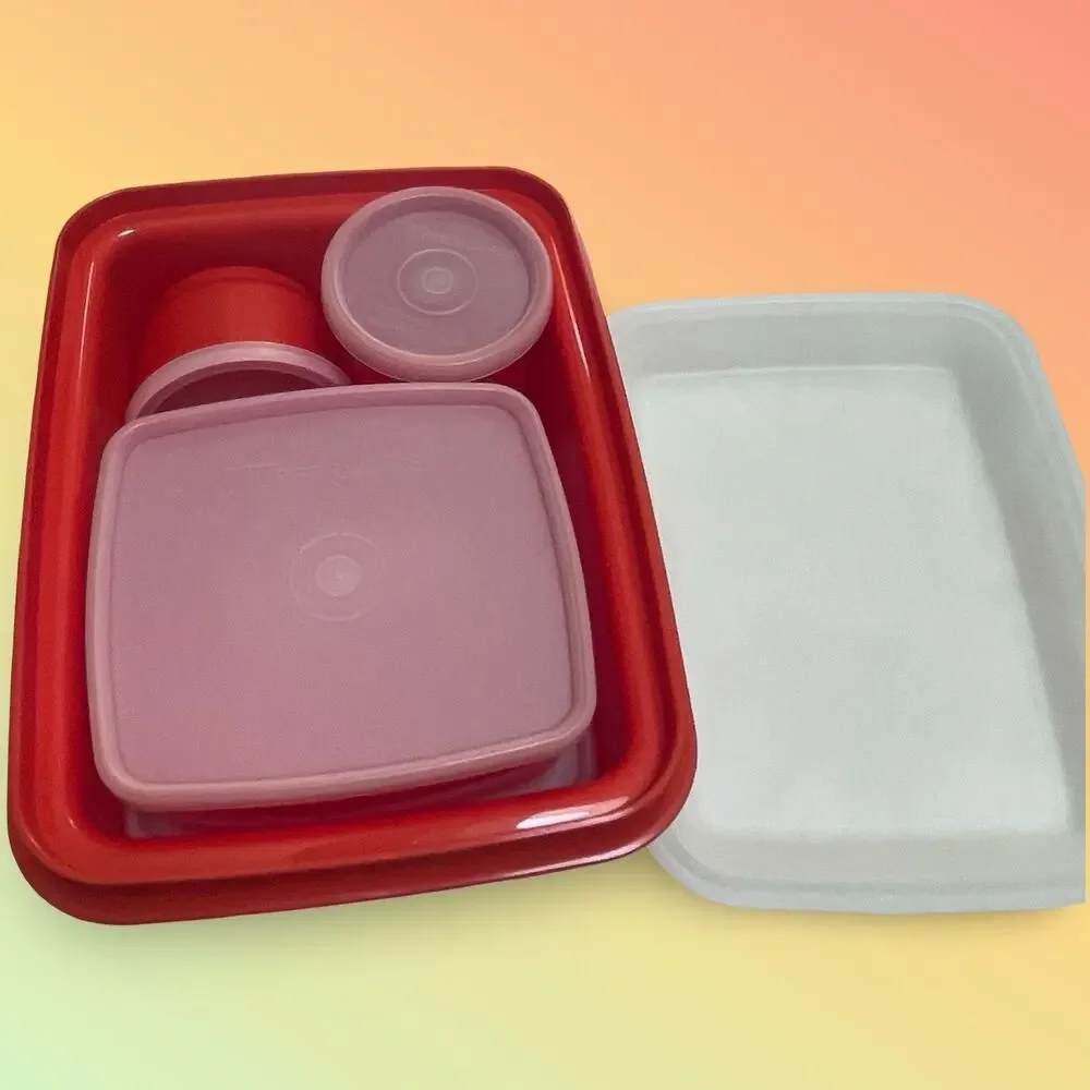 Tupperware Pack N Carry Orange Lunch Bento Box 1254 311 1251 1229 Vintage USA